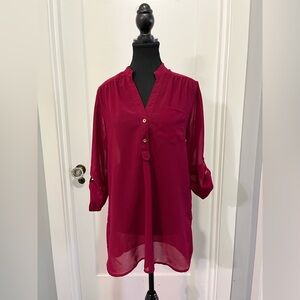 Ali & Kris Sheer Cranberry Red Blouse – Size Medium – As Is
